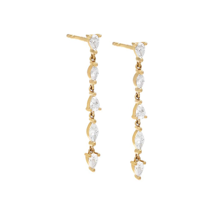14K Gold / Pair Diamond Multi Shape Drop Stud Earring 14K - Adina Eden's Jewels