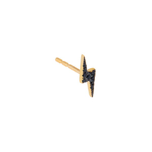 Onyx / Single Diamond Onyx Lightning Bolt Stud Earring 14K - Adina Eden's Jewels
