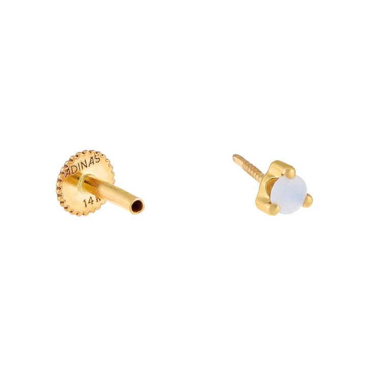  Opal Threaded Stud Earring 14K - Adina Eden's Jewels