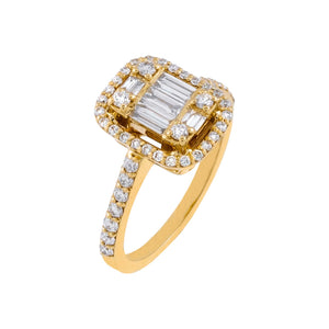 14K Gold / 6 Baguette Diamond Illusion Ring 14K - Adina Eden's Jewels