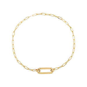 14K Gold Solid Small Paperclip Toggle Link Bracelet 14K - Adina Eden's Jewels