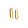 14K Gold / Pair / 14MM Thin Pave Paperclip Huggie 
Earring 14K - Adina Eden's Jewels