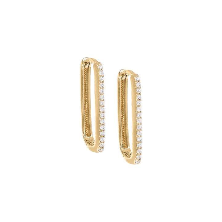 14K Gold / Pair / 20MM Thin Pave Paperclip Huggie 
Earring 14K - Adina Eden's Jewels