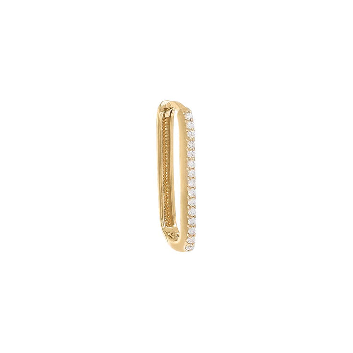 14K Gold / Single / 20MM Thin Pave Paperclip Huggie 
Earring 14K - Adina Eden's Jewels
