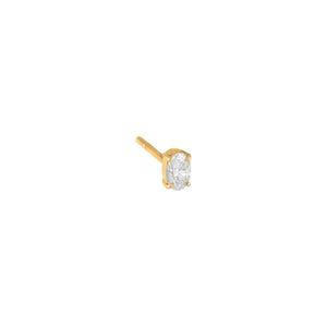 14K Gold / Single Diamond Tiny Oval Stud Earring 14K - Adina Eden's Jewels