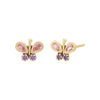 14K Gold / Pair Pastel Butterfly Bezel Stud Earring 14K - Adina Eden's Jewels