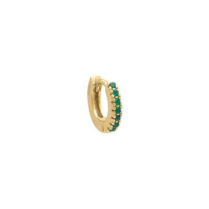 14K Gold / Single Emerald Green CZ Mini Huggie Earring 14K - Adina Eden's Jewels