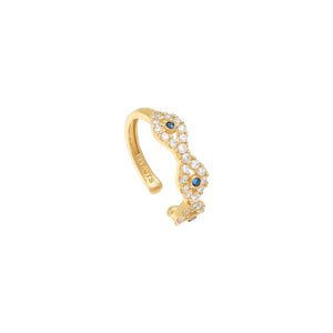 14K Gold / Single Pavé Evil Eye Ear Cuff 14K - Adina Eden's Jewels