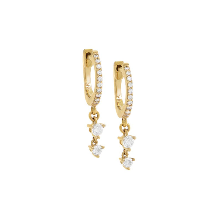 14K Gold / Single Dangling Diamond Huggie Earring 14K - Adina Eden's Jewels