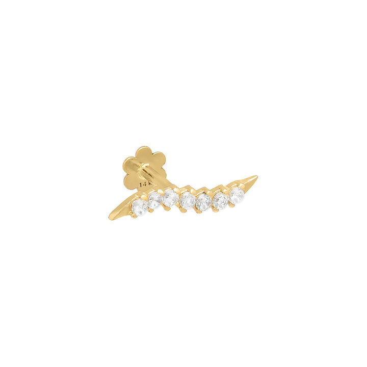 Gold / Single Pavé Wave Bar Threaded Stud Earring 14K - Adina Eden's Jewels