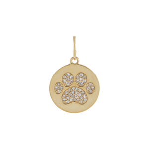 14K Gold Diamond Paw Print Charm 14K - Adina Eden's Jewels