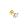 14K Gold / Single CZ Pearl Threaded Stud Earring 14K - Adina Eden's Jewels
