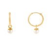 Pearl White / Pair Mini Pearl Hoop Earring 14K - Adina Eden's Jewels