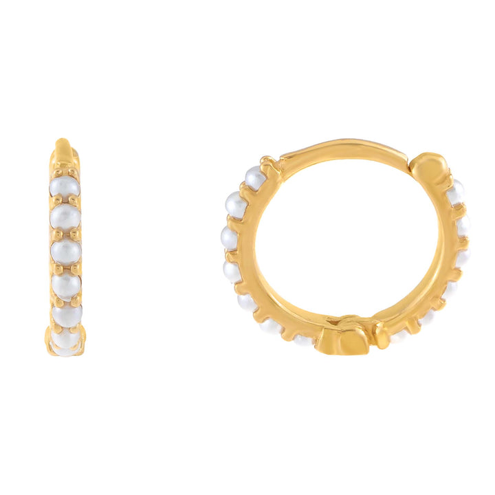 Pearl White Pearl Huggie Earring 14K - Adina Eden's Jewels