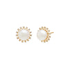 14K Gold Pearl X Diamond Multi Prong Stud Earring 14K - Adina Eden's Jewels