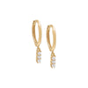 Pearl White / Pair / Pair Dangling Pearl Bar Huggie Earring 14K - Adina Eden's Jewels