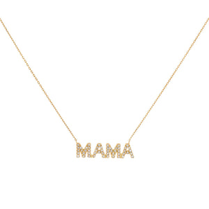 14K Gold Diamond Mama Nameplate Necklace 14K - Adina Eden's Jewels