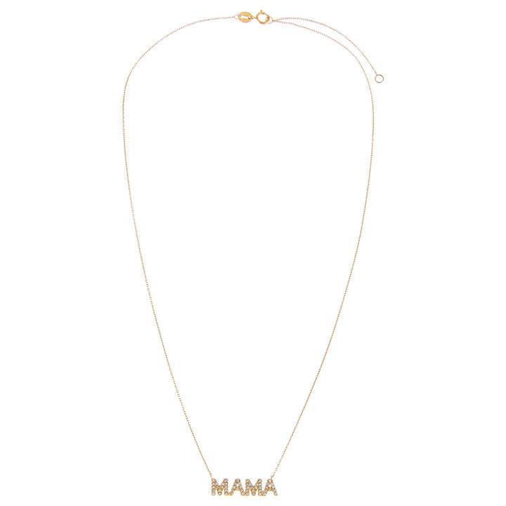  Diamond Mama Nameplate Necklace 14K - Adina Eden's Jewels