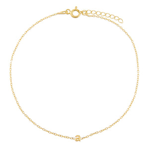 Gold / A Tiny Solid Lowercase Initial Anklet - Adina Eden's Jewels
