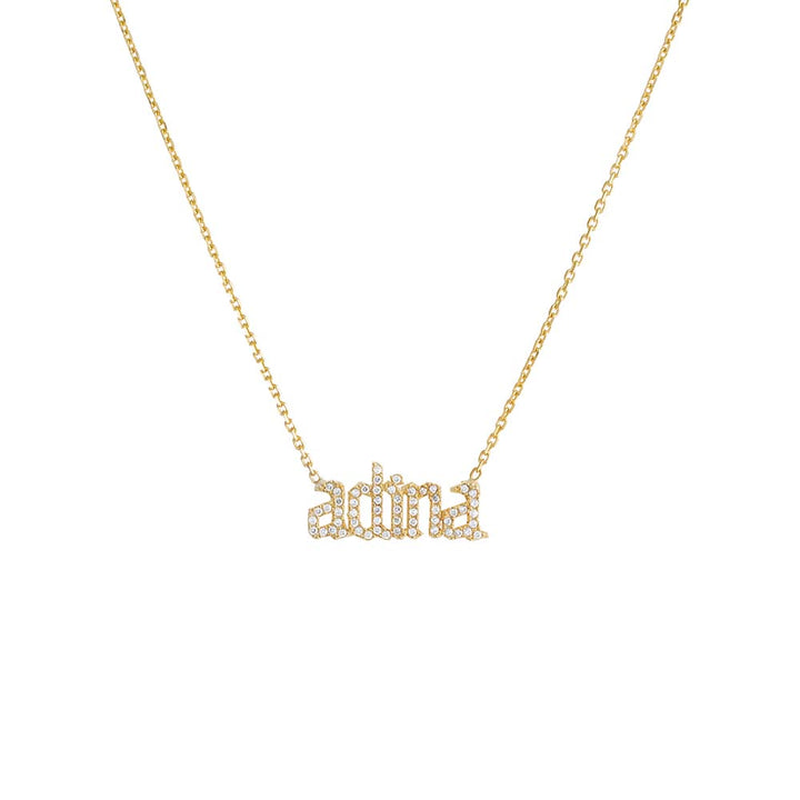 Gold Pavé Gothic Nameplate Chain Necklace - Adina Eden's Jewels