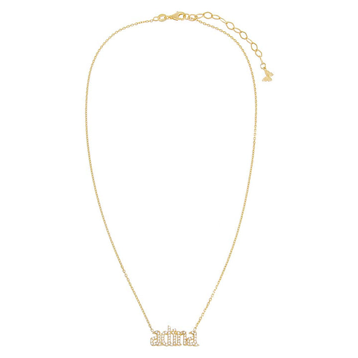  Pavé Gothic Nameplate Chain Necklace - Adina Eden's Jewels