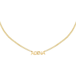 14K Gold / 1 Mini Nameplate Choker 14K - Adina Eden's Jewels