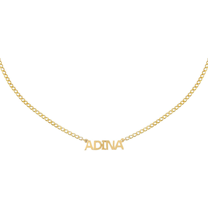 Adina Eden Solid Script Nameplate Necklace