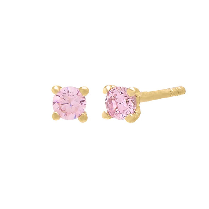 Sapphire Pink / Pair Tiny Colored CZ Solitaire Stud Earring 14K - Adina Eden's Jewels