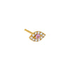 14K Gold / Single Pink Sapphire X Diamond Evil Eye Stud Earring 18K - Adina Eden's Jewels