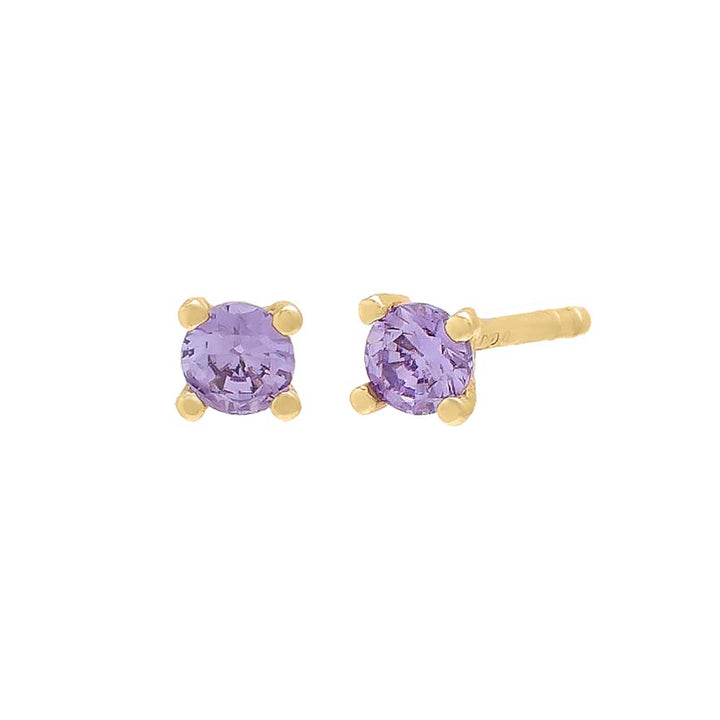 Lilac / Pair Tiny Colored CZ Solitaire Stud Earring 14K - Adina Eden's Jewels