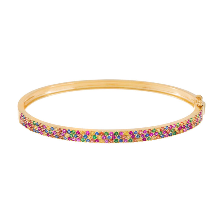 Multi-Color Diamond Pavé Rainbow Bangle 14K - Adina Eden's Jewels