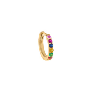 Multi-Color / Single Diamond Mini Rainbow Huggie Earring 14K - Adina Eden's Jewels