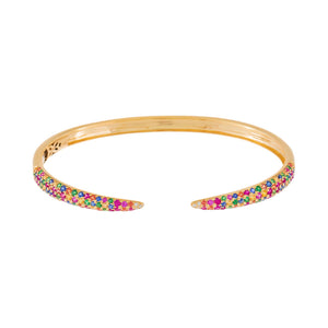 Multi-Color Diamond Rainbow Claw Bangle 14K - Adina Eden's Jewels