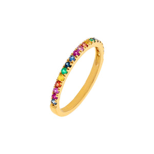 Multi-Color / 6.5 Diamond Thin Multi Color Band 14K - Adina Eden's Jewels