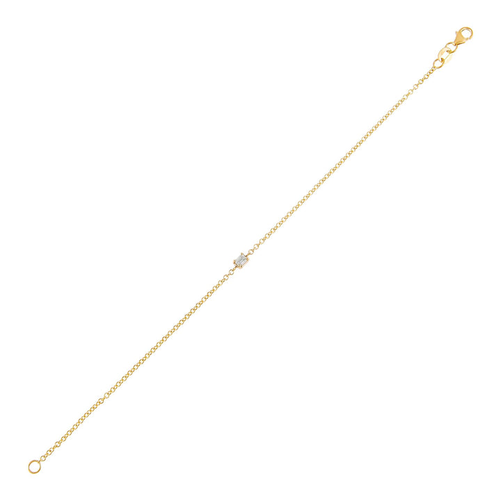 14K Gold Diamond Tiny Baguette Bracelet 14K - Adina Eden's Jewels