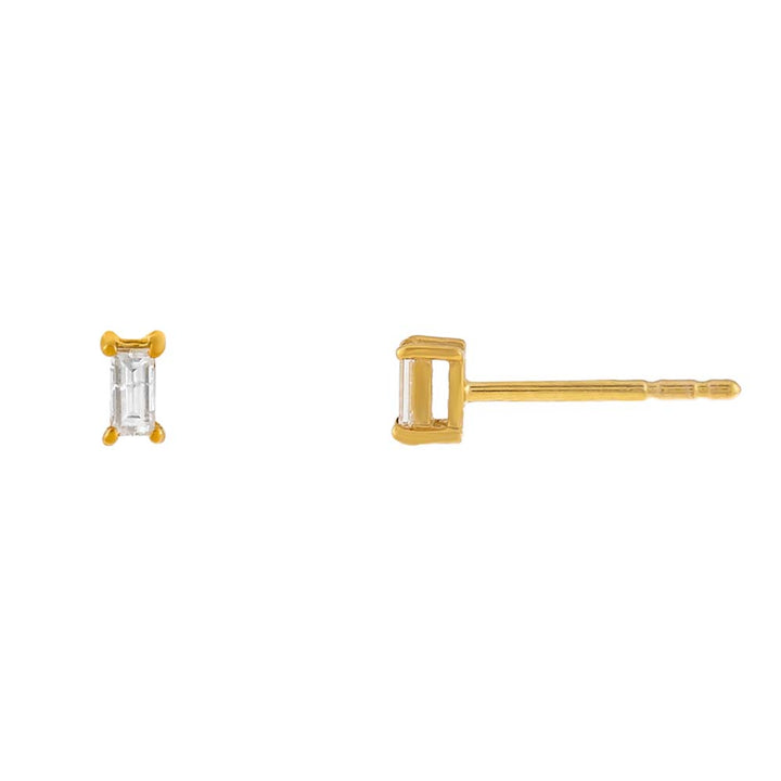 14K Gold Tiny Diamond Baguette Stud Earring 14K - Adina Eden's Jewels