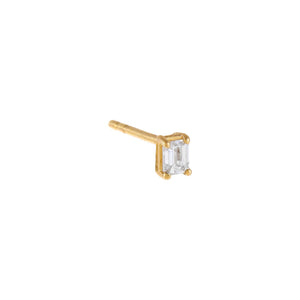 14K Gold / Single Diamond Baguette Stud Earring 14K - Adina Eden's Jewels