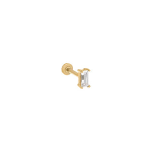 14K Gold / Single Tiny Baguette Threaded Stud Earring 14K - Adina Eden's Jewels