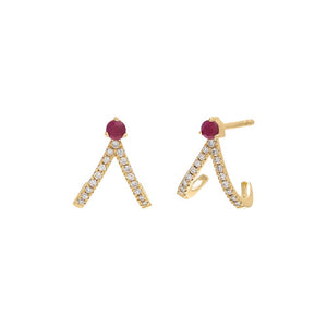 14K Gold / Pair Diamond Cage Stud Earring 14K - Adina Eden's Jewels