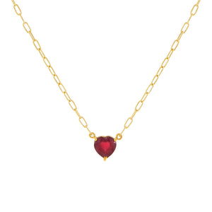 Ruby Red Ruby Heart Necklace 14K - Adina Eden's Jewels