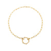 14K Gold Solid Beaded Frame Toggle Paperclip Link Bracelet 14K - Adina Eden's Jewels