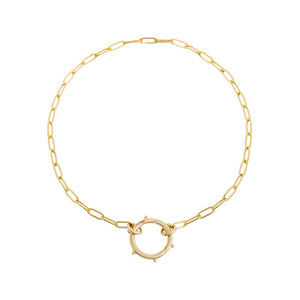 14K Gold Solid Beaded Frame Toggle Paperclip Link Bracelet 14K - Adina Eden's Jewels