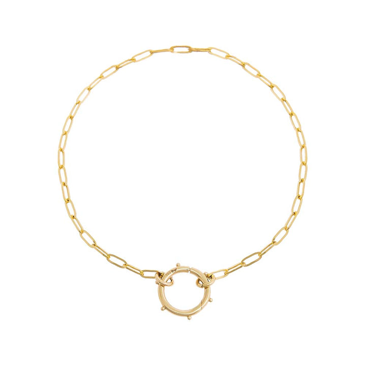 14K Gold Solid Beaded Frame Toggle Paperclip Link Bracelet 14K - Adina Eden's Jewels