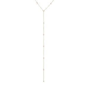 14K Gold Diamond Bezel Station Lariat Necklace 14K - Adina Eden's Jewels
