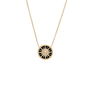 14K Gold / Malachite Diamond Starburst Malachite Coin Necklace 14K - Adina Eden's Jewels
