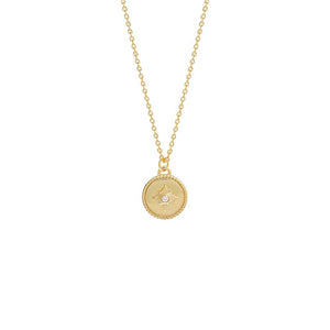 14K Gold Mini Diamond Starburst Coin Necklace 14K - Adina Eden's Jewels