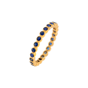 Sapphire Blue / 7 Gemstone Bezel Ring 14K - Adina Eden's Jewels
