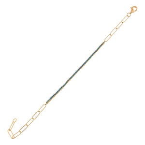 Sapphire Blue Thin Gemstone X Tennis Link Bracelet 14K - Adina Eden's Jewels