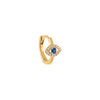 Sapphire Blue / Single Diamond Dainty Sapphire Evil Eye Huggie Earring 14K - Adina Eden's Jewels