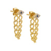 14K Gold / Pair Diamond Evil Eye Front Back Link Stud Earring 14K - Adina Eden's Jewels